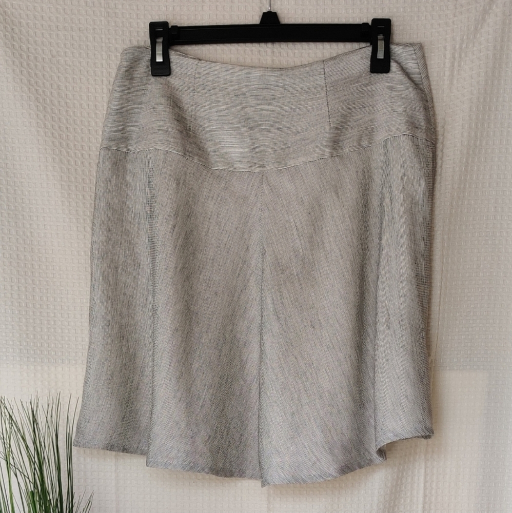 Cabi Womens Linen Blend Off White Pinstriped Flared Skirt Size 6